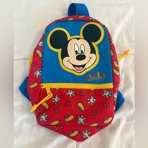 Disney Mickey Mouse Kids Blue and Red Backpack with Yellow Accents